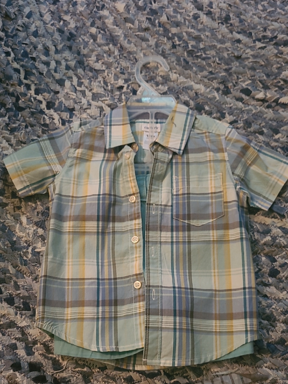 Carter's Plaid Button-Down Shirt in Green, Blue, Yellow